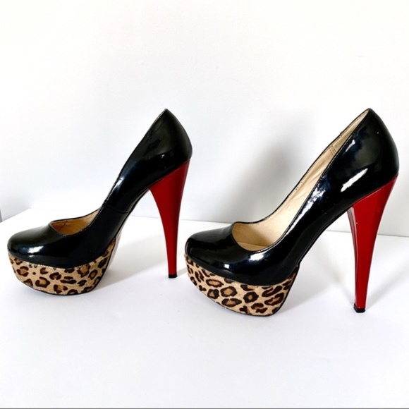 Steve Madden Shoes - Steve Madden Leopard Black Red Pumps 7.5